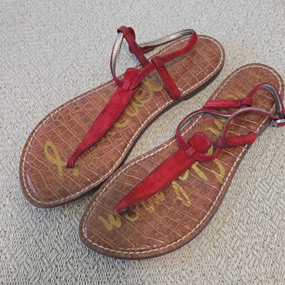 Sam Edleman Burgundy Suede Gigi Thong Sandals - Size 8.5